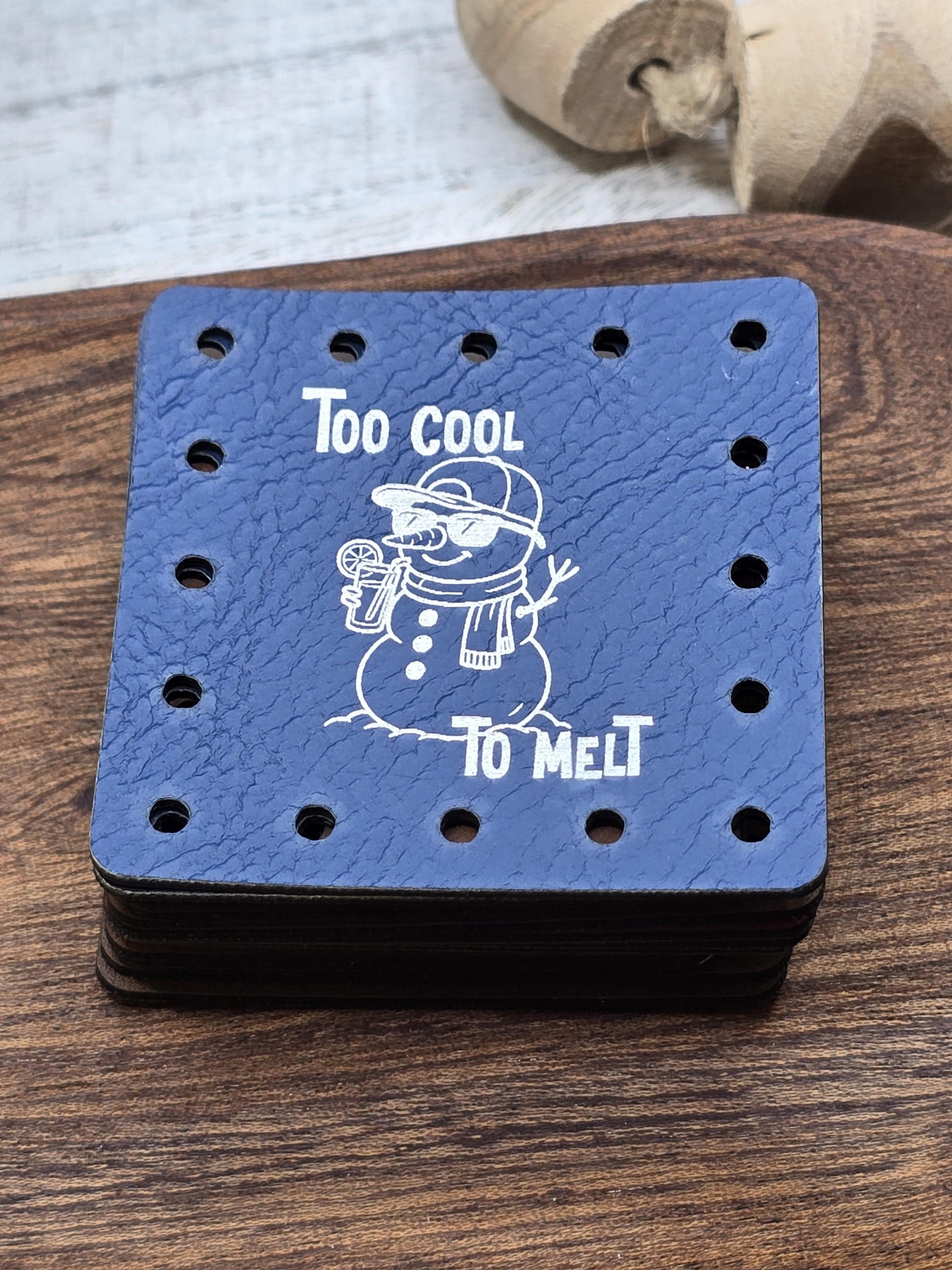 Too Cool to Melt Snowman faux leather patches — photo 3