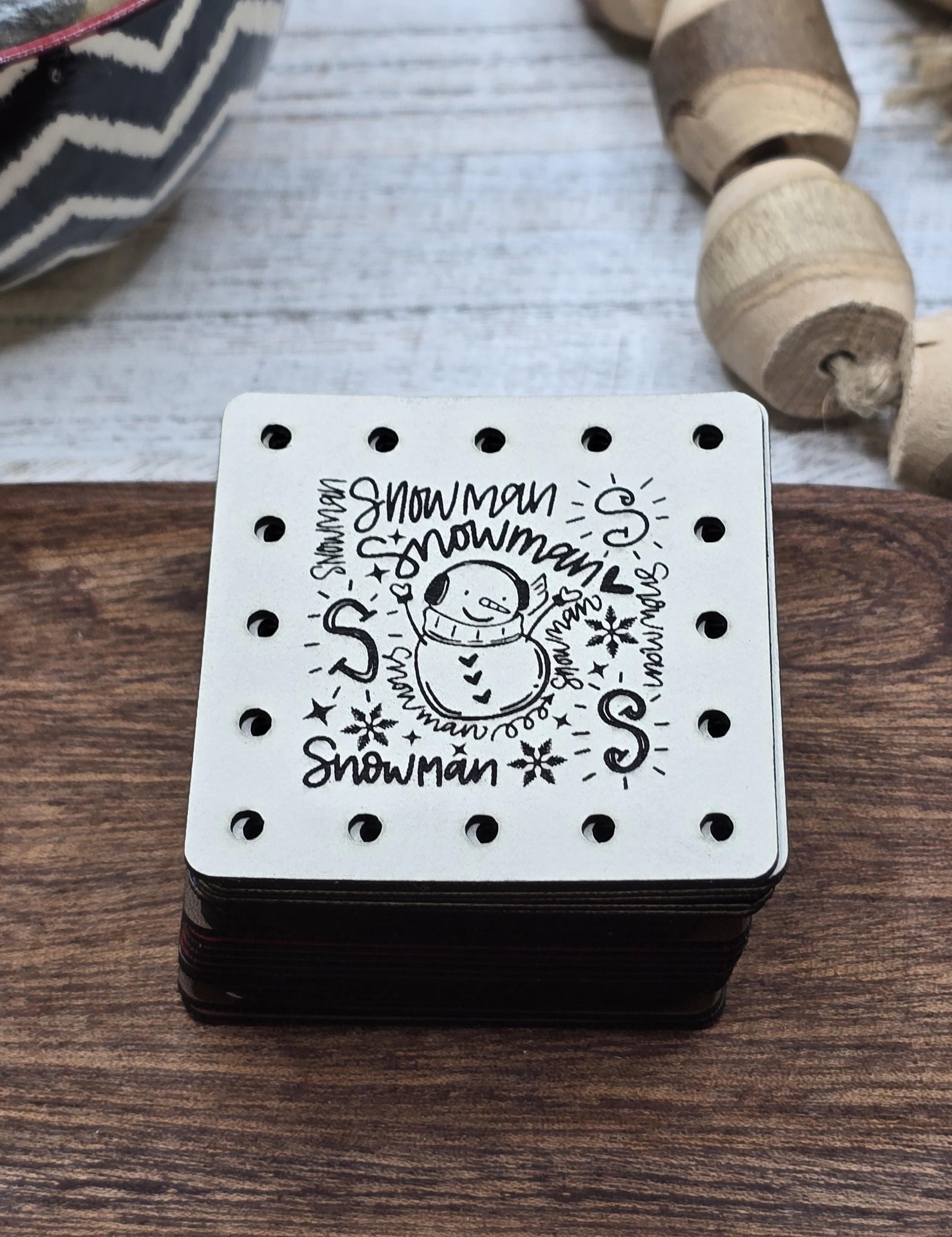 Snowman Word Art faux leather patches — photo 1