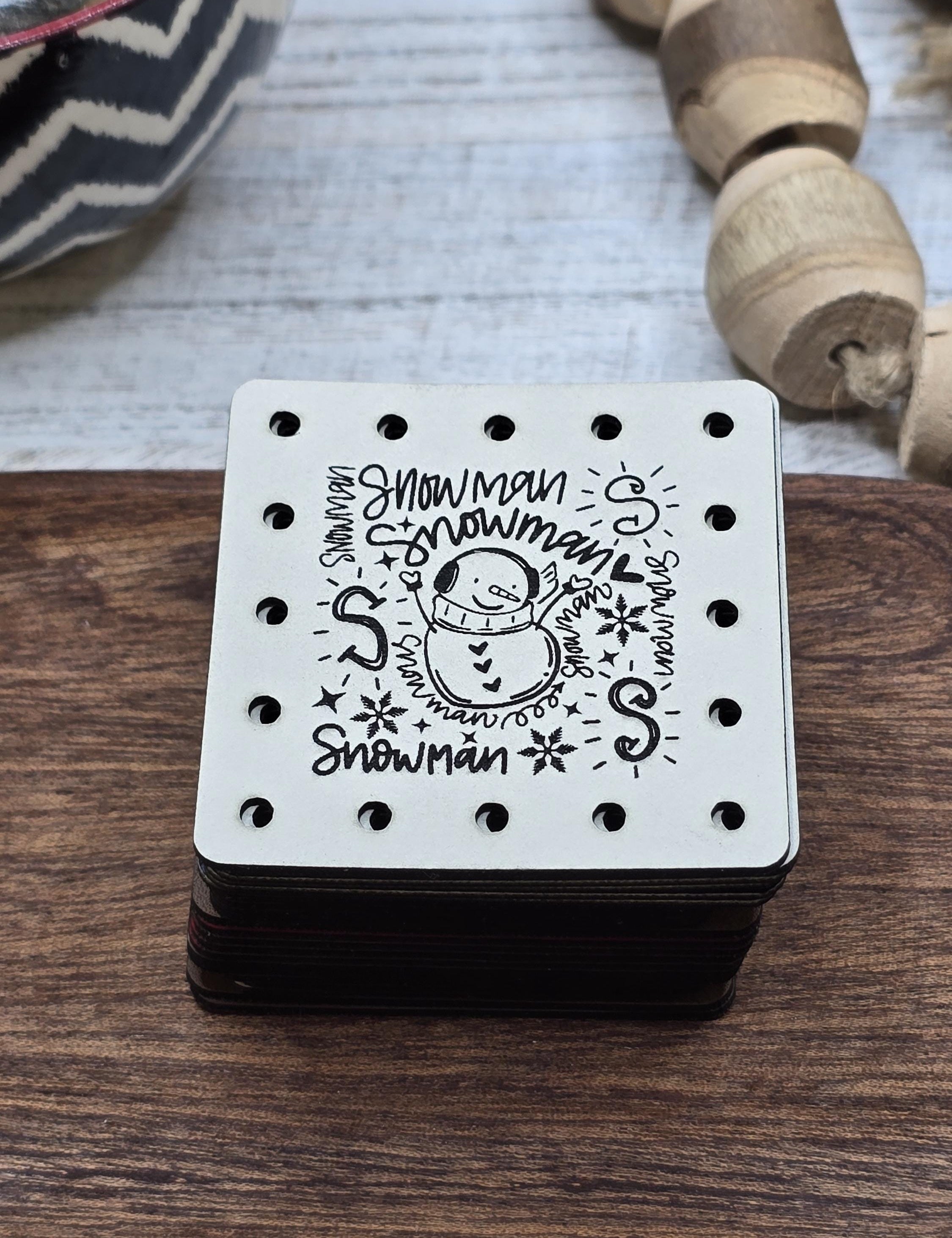 Snowman Word Art faux leather patches — photo 2