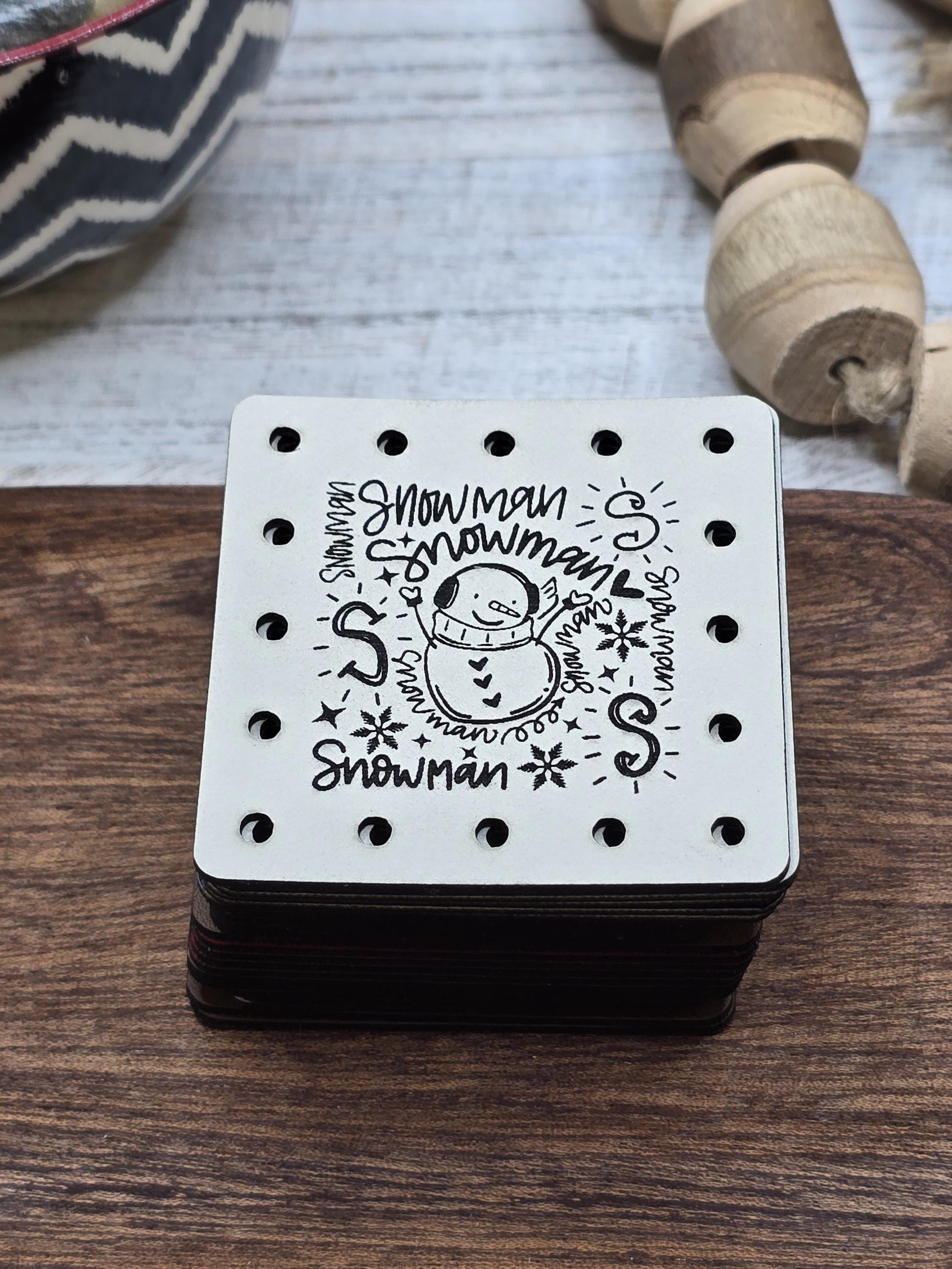 Snowman Word Art faux leather patches — photo 2
