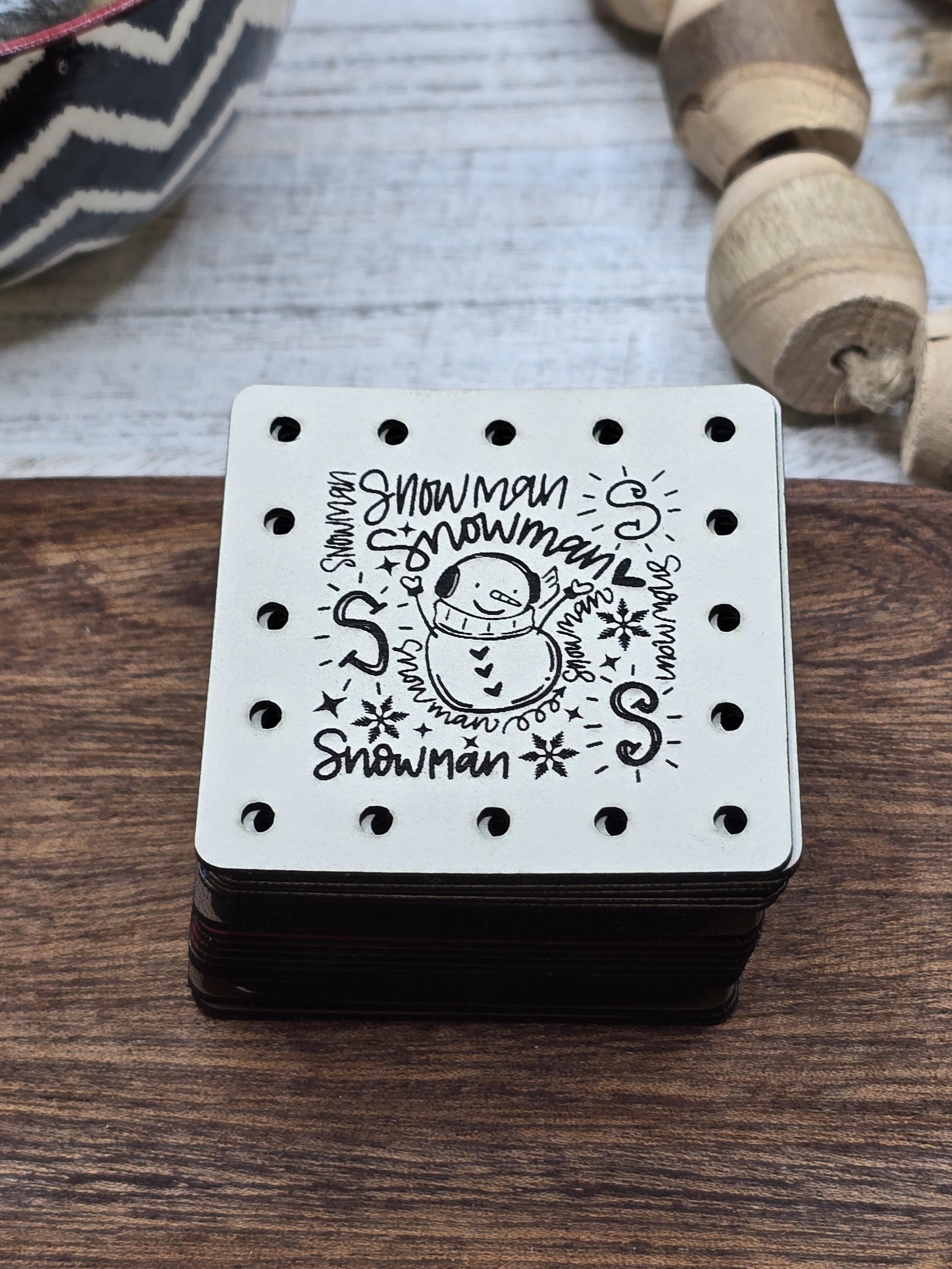 Snowman Word Art faux leather patches — photo 3