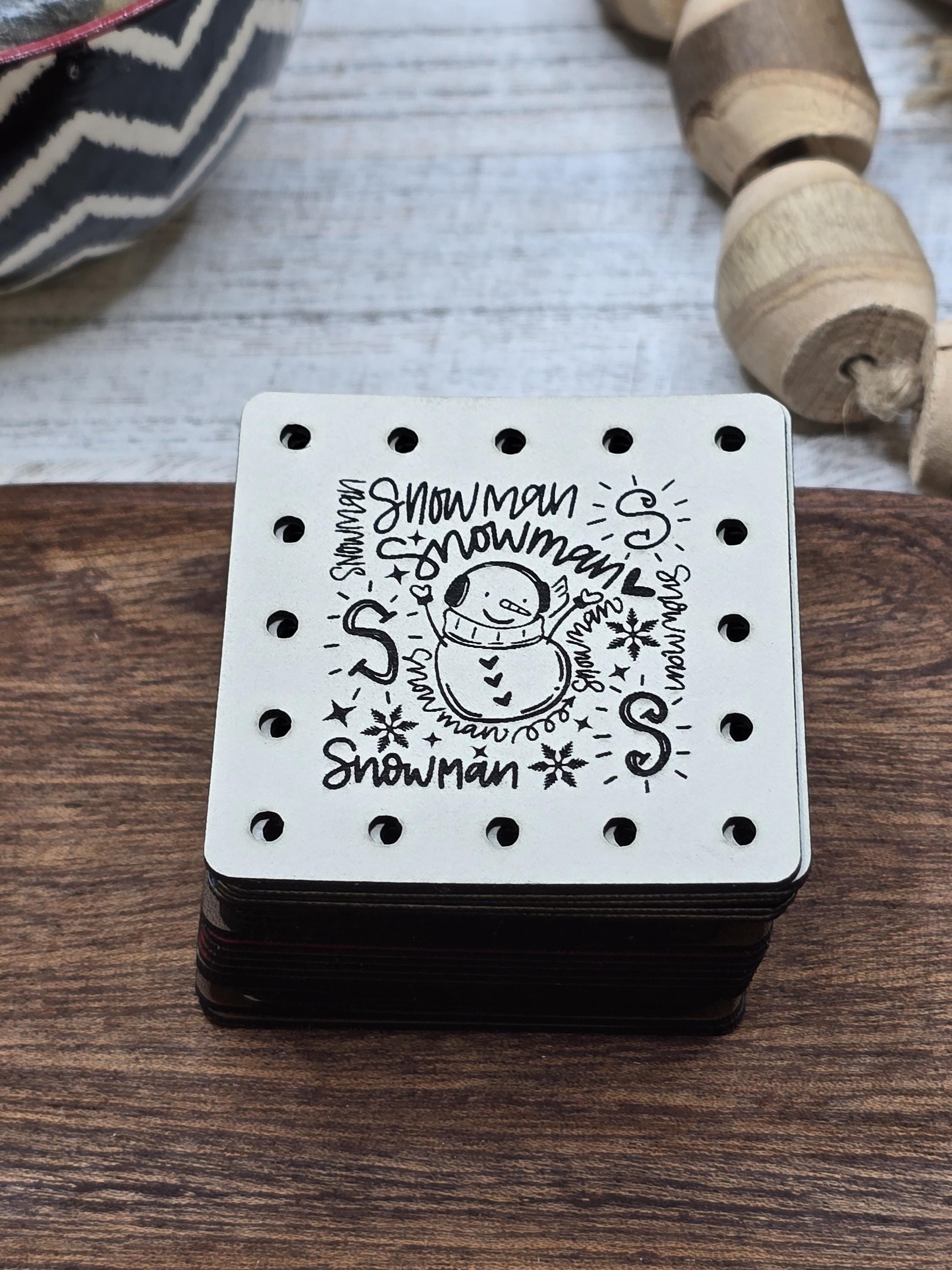 Snowman Word Art faux leather patches — photo 6
