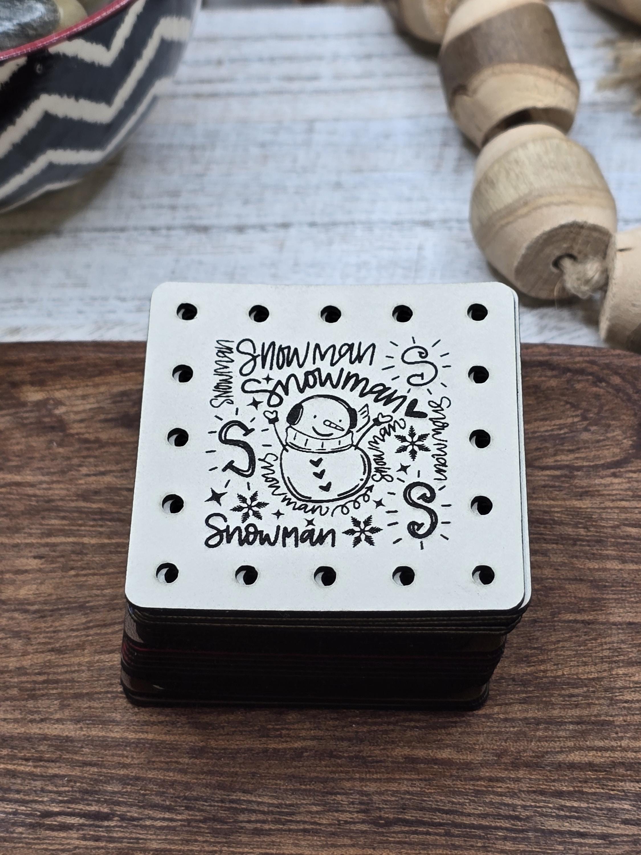 Snowman Word Art faux leather patches — photo 7