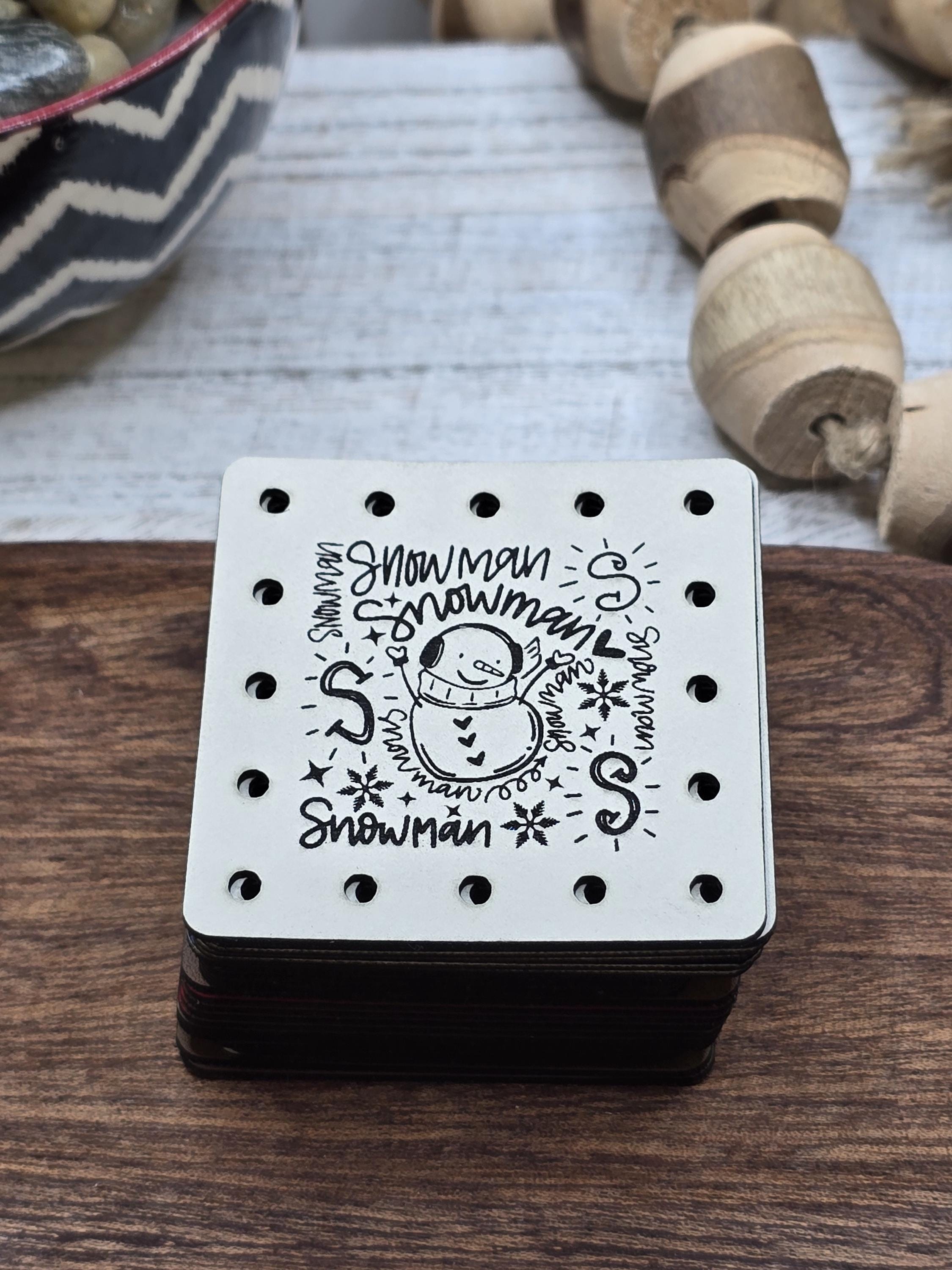 Snowman Word Art faux leather patches — photo 8