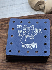 Sip Sip Hooray Snowman Wine faux leather patches — photo 2