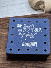 Sip Sip Hooray Snowman Wine faux leather patches — photo 5
