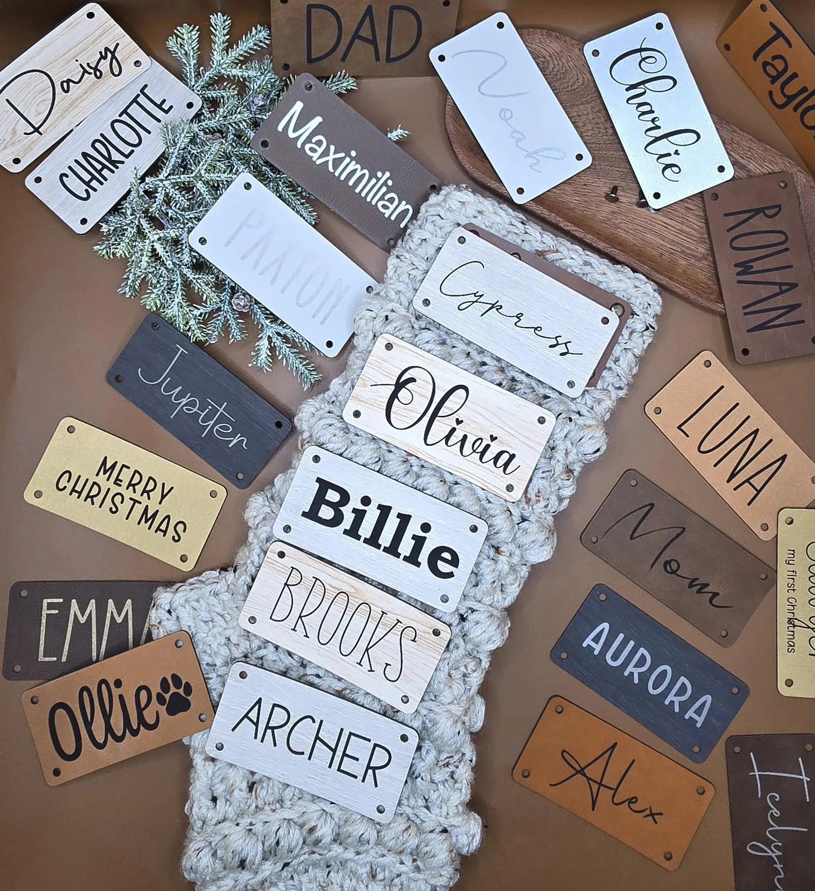 Personalized Faux Leather Name Patch – 4 × 2 in, Hardware Included