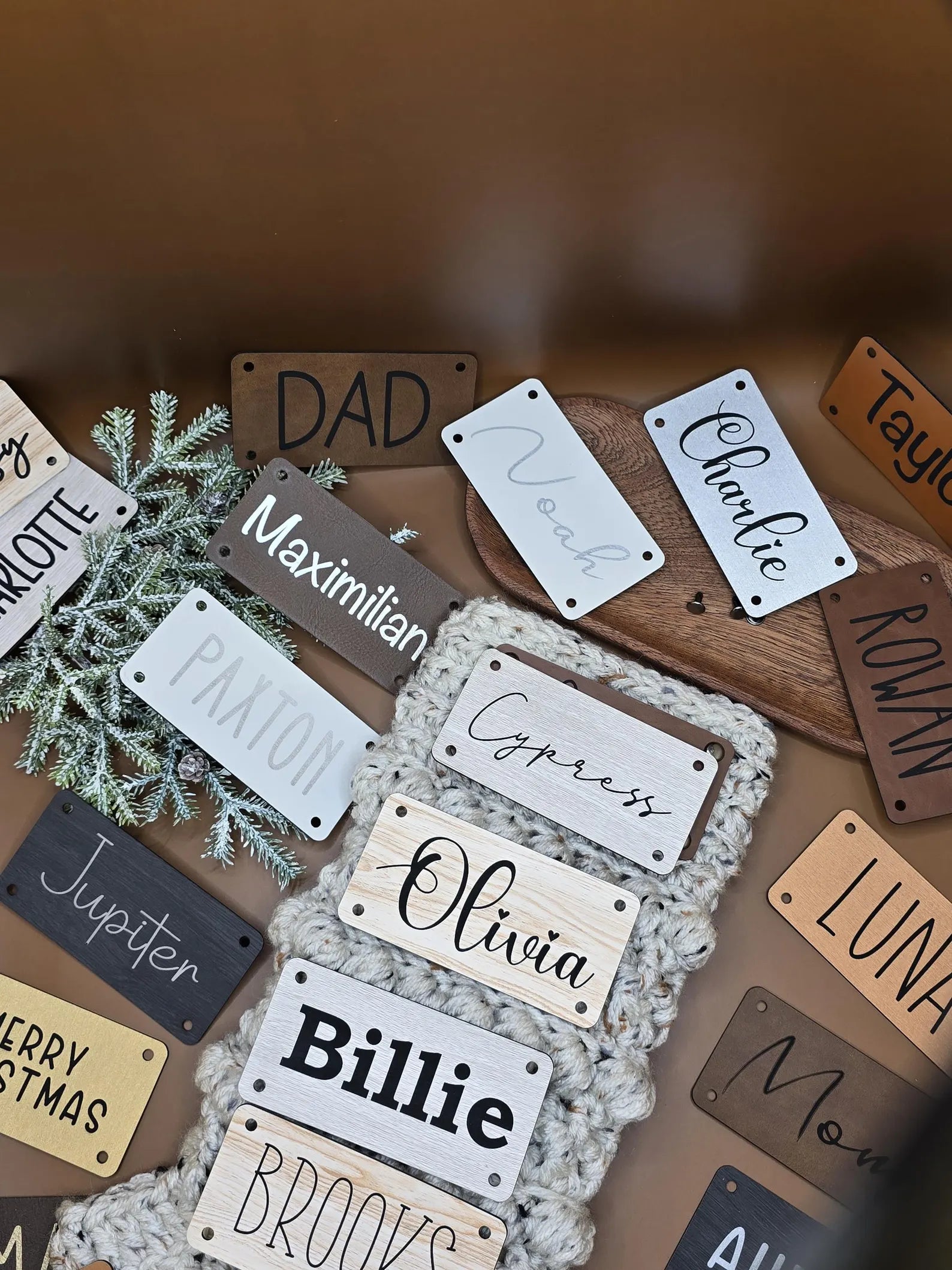 Personalized Faux Leather Name Patch – 4 × 2 in, Hardware Included