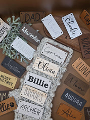 Personalized Faux Leather Name Patch – 4 × 2 in, Hardware Included