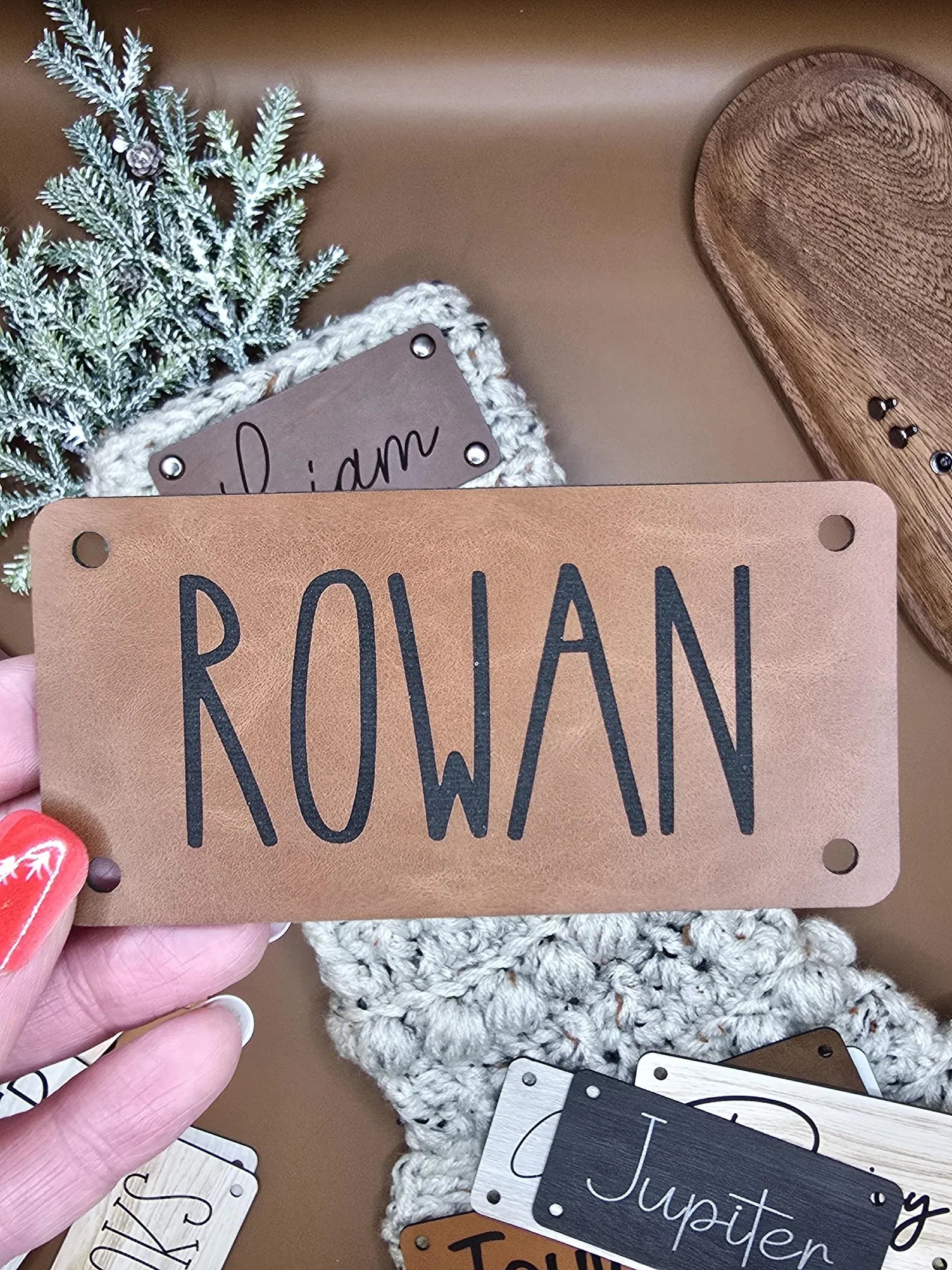 Personalized Faux Leather Name Patch – 4 × 2 in, Hardware Included