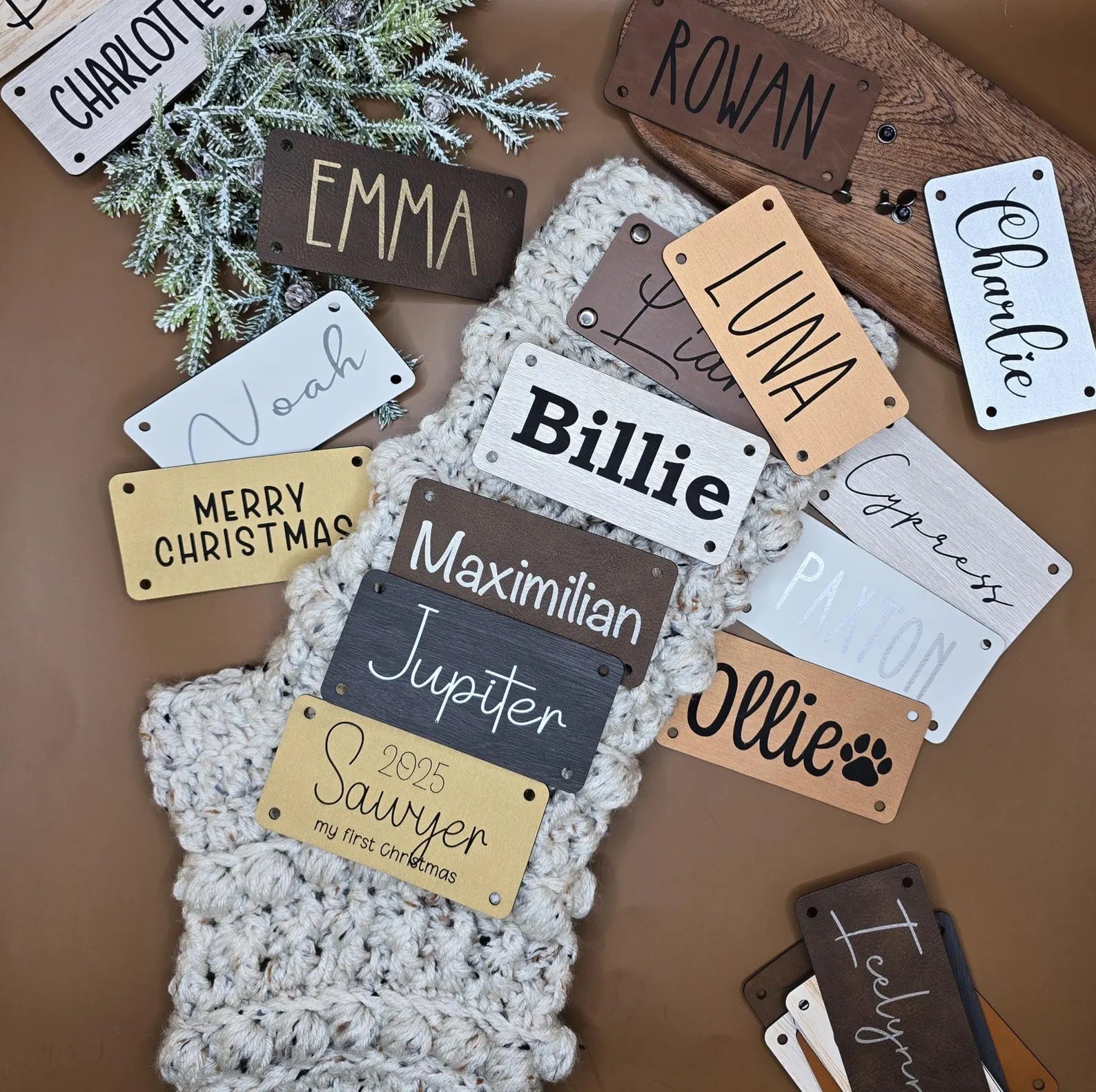 Personalized Faux Leather Name Patch – 4 × 2 in, Hardware Included
