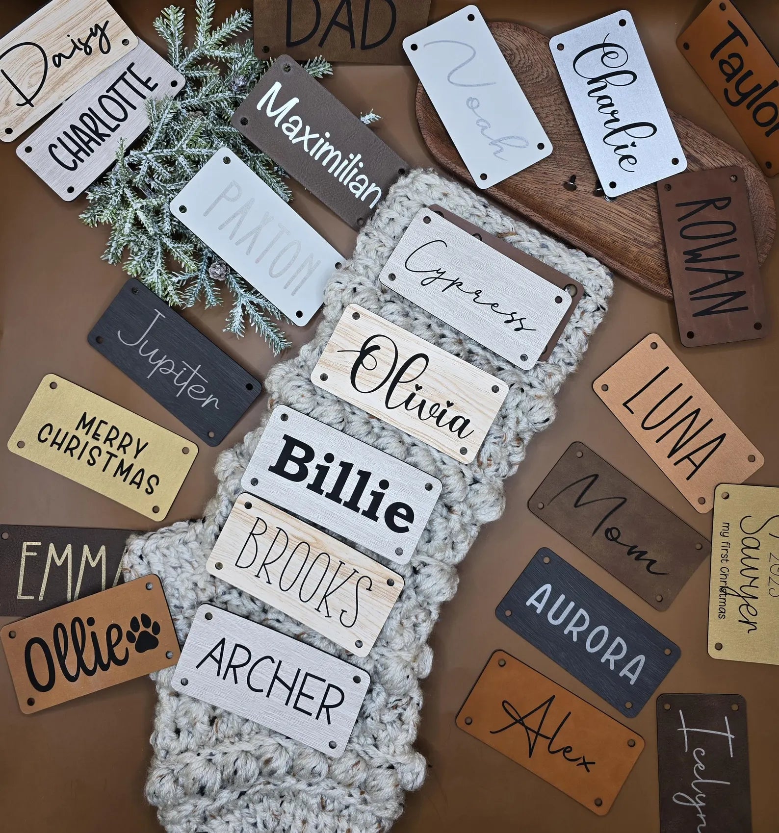 Personalized Faux Leather Name Patch – 4 × 2 in, Hardware Included