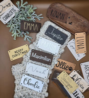 Personalized Faux Leather Name Patch – 4 × 2 in, Hardware Included
