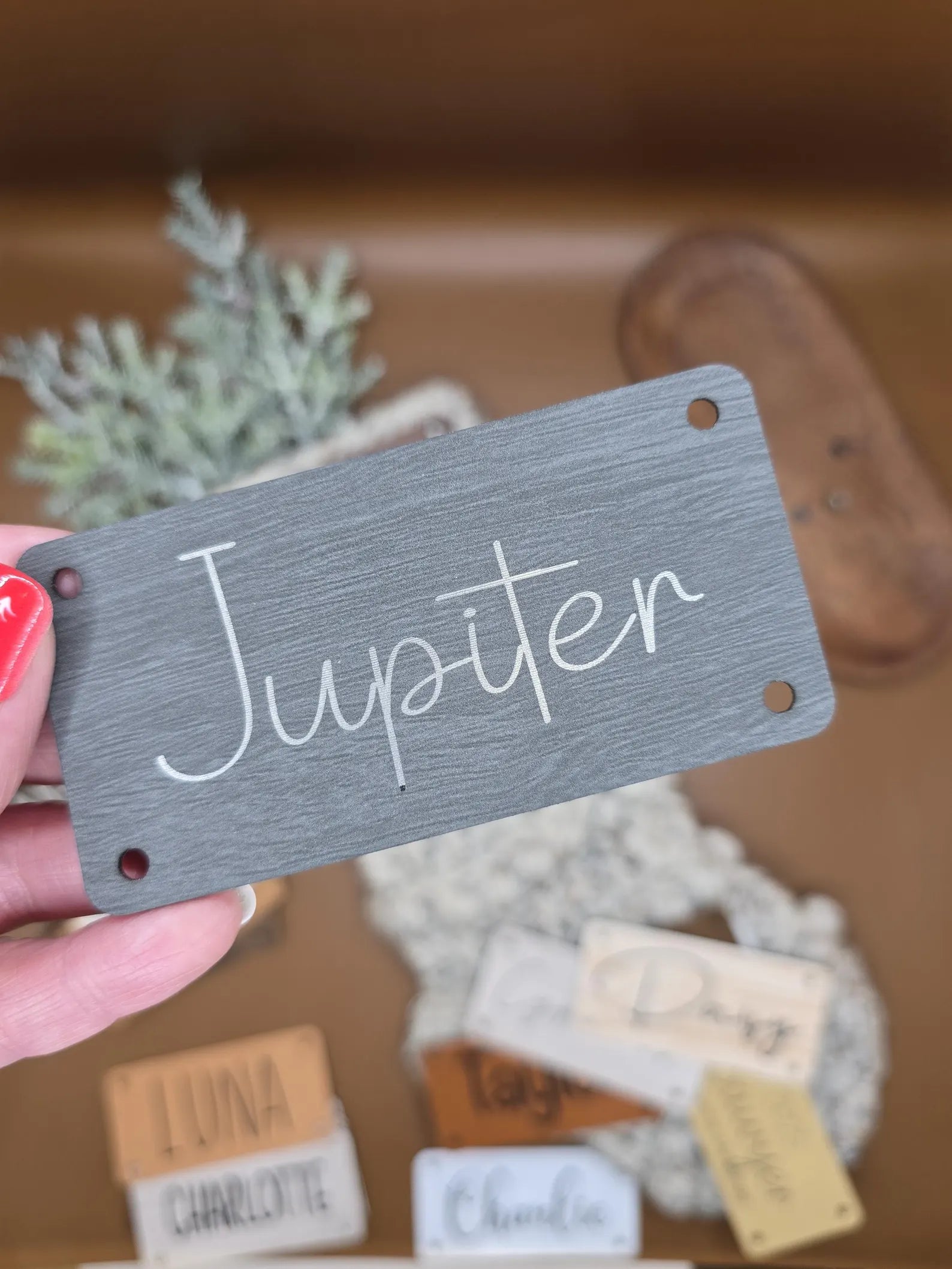 Personalized Faux Leather Name Patch – 4 × 2 in, Hardware Included
