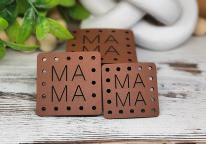 Mama Crochet Beanie Patch! Knit Hat Patch! Faux Leather! Ultrasuede! 3 Sizes! Boho Patch! Patch for Handmade Items! Family Patches!