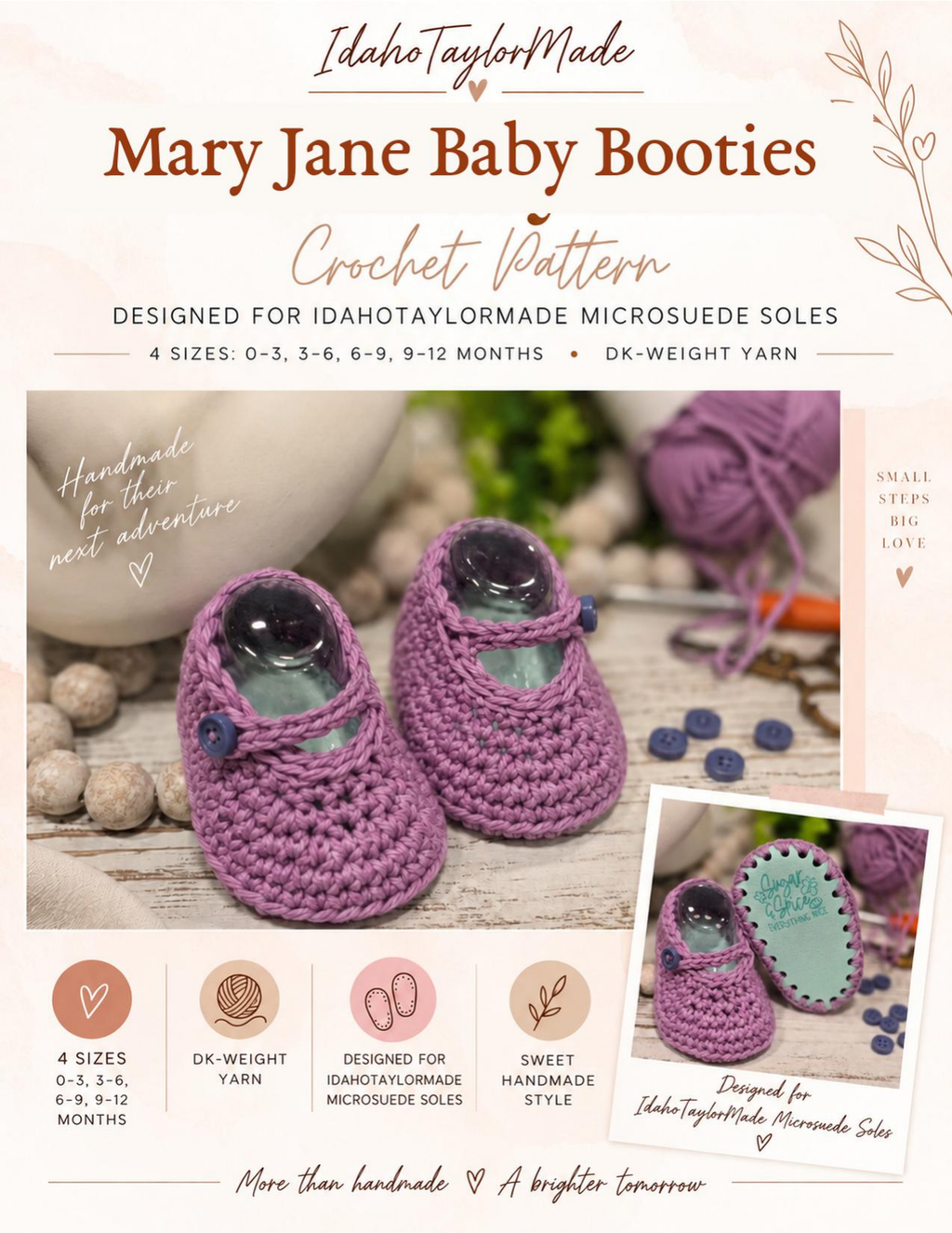 Mary Jane Baby Booties crochet pattern by IdahoTaylorMade