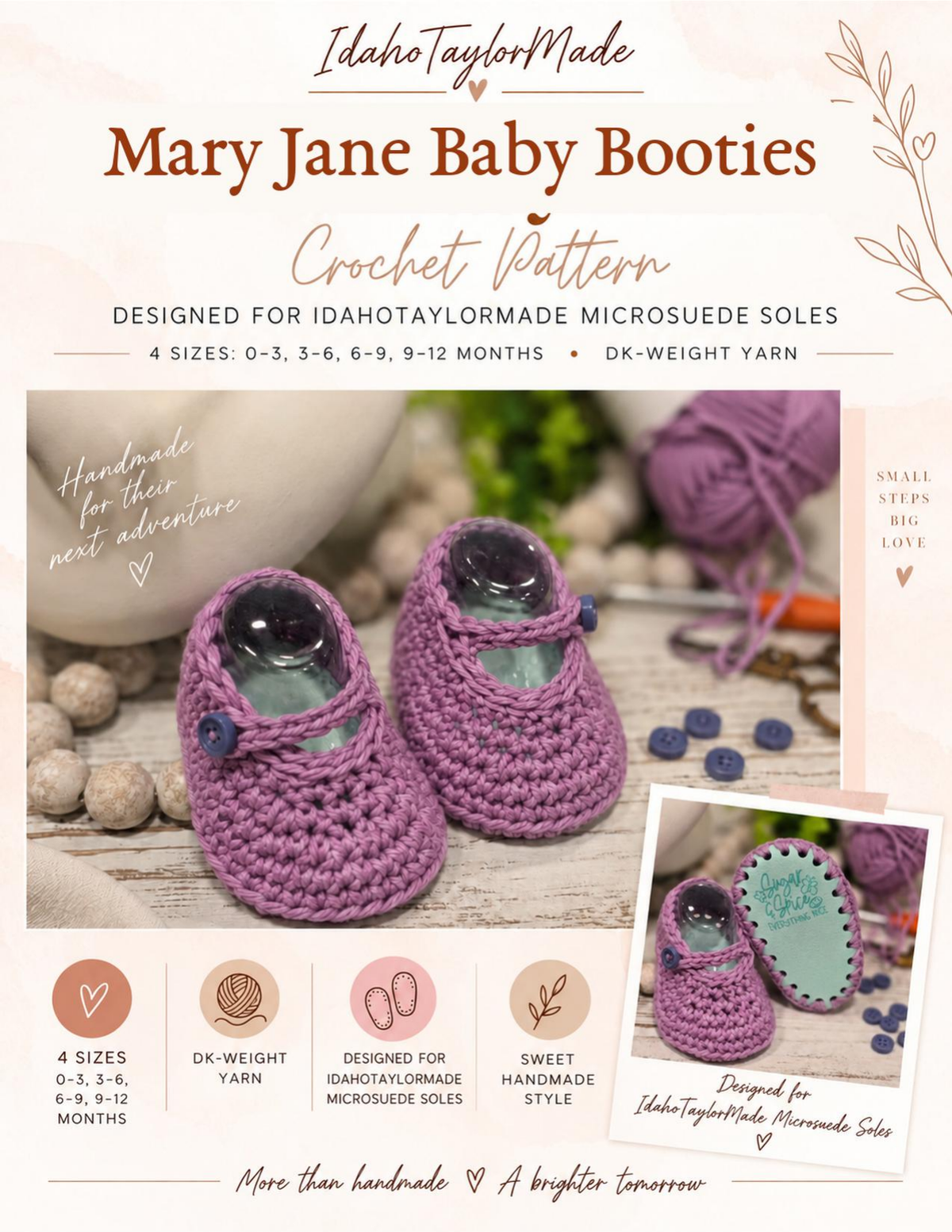 Mary Jane Baby Booties crochet pattern by IdahoTaylorMade