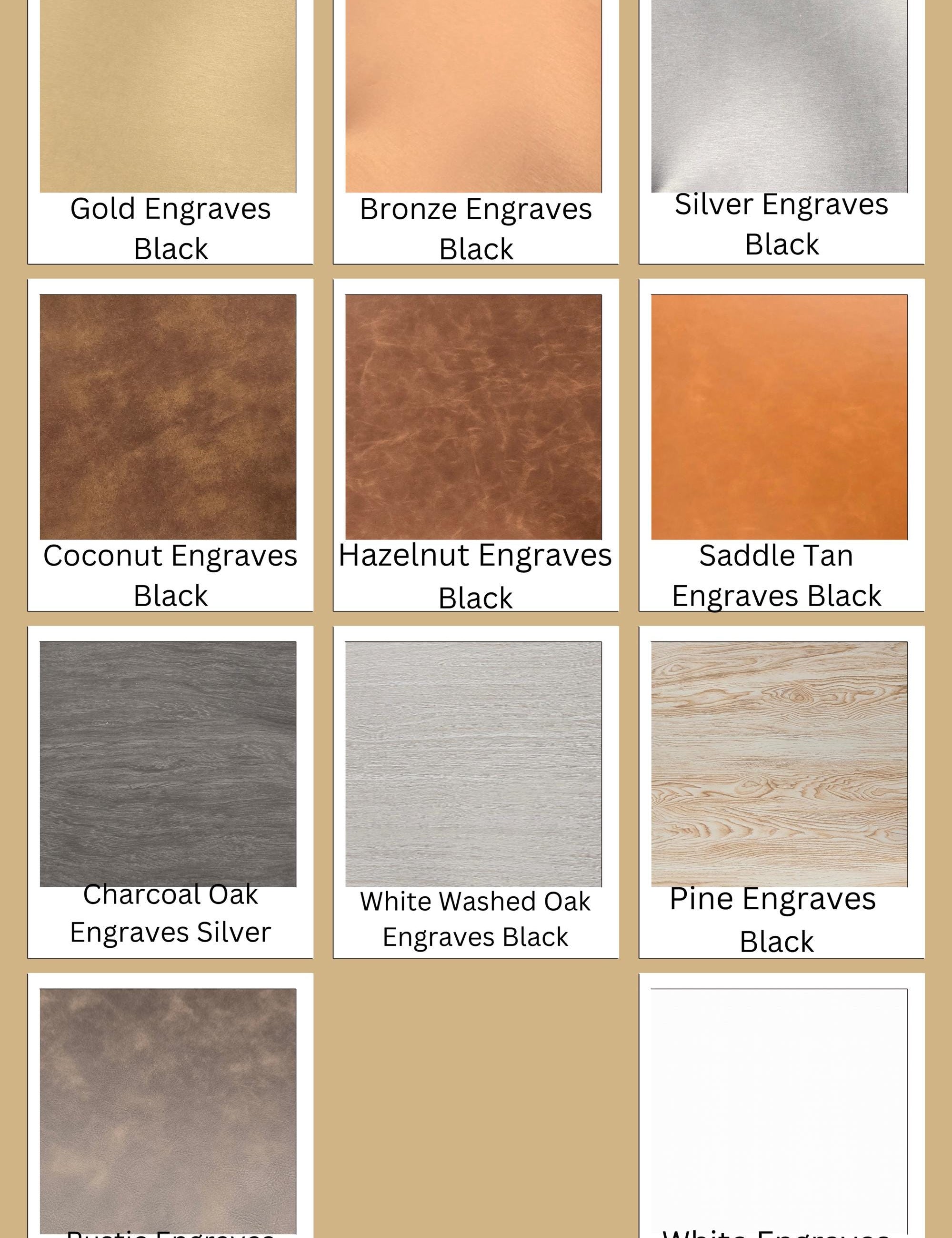 Faux leather color choices and engraving colors for personalized name patches
