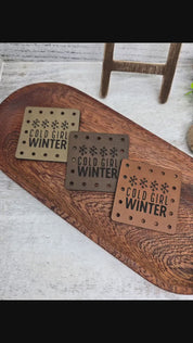 Cold Girl Winter Faux Leather Patches, Sew-On Snowflake Labels for Crochet and Knit Hats — product video