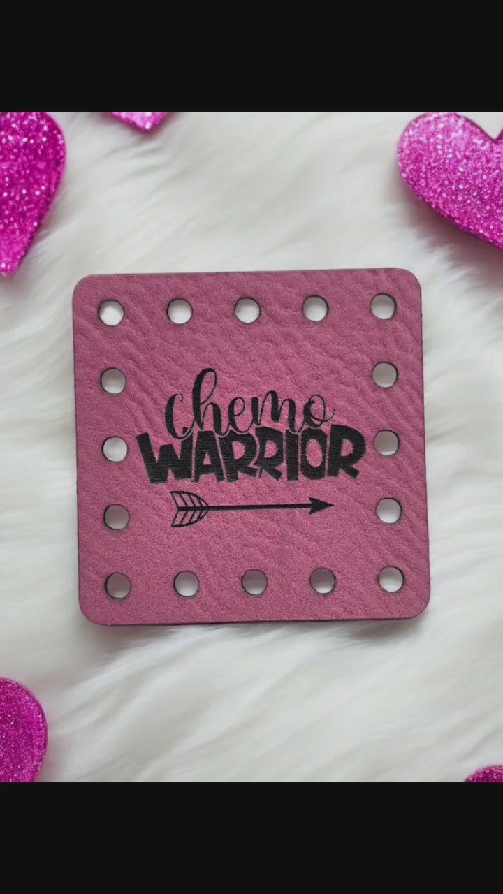 Chemo Warrior Faux Leather Patch, Cancer Support Sew-On Tags — product video