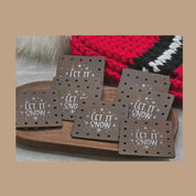Let It Snow Faux Leather Patches, Winter Labels for Crochet and Knit Hats — product video