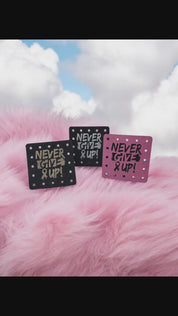 Never Give Up Faux Leather Patch - Beanie, Crochet, Knitting — product video