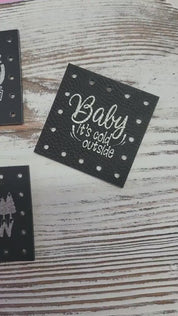 Winter Sayings Faux Leather Patches, Set of 4, Choose Your Saying or Mixed Pack — product video