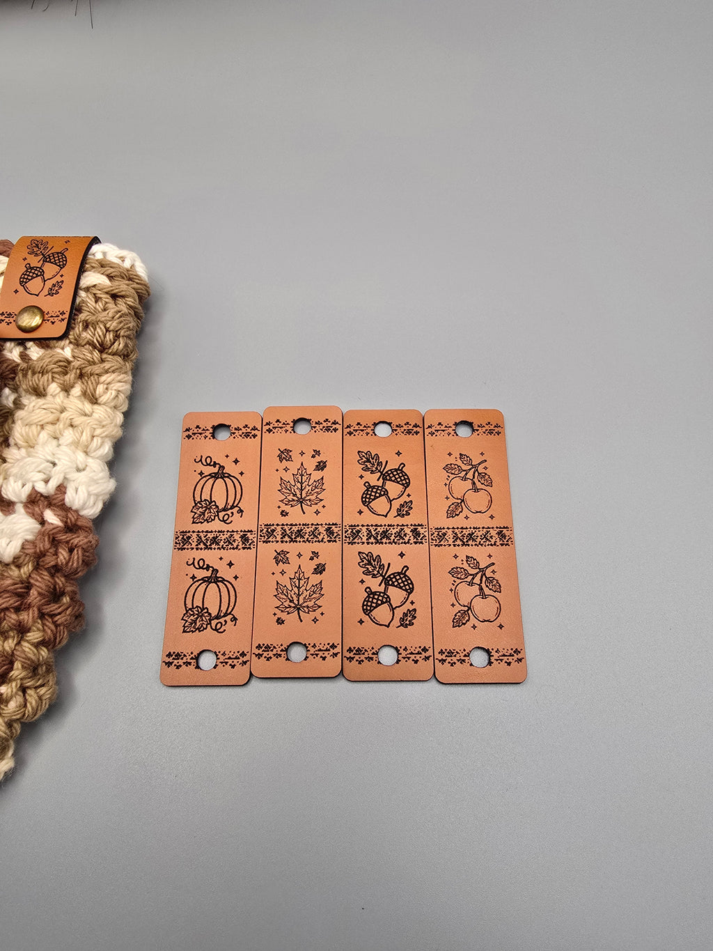 Fall Harvest Faux Leather Fold-Over Tags – Set of 20 – 0.85 × 2.75 in