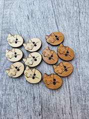 Sleeping fox wooden buttons — product photo 1