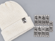 Silver winter snowman sayings tags with white knit beanie