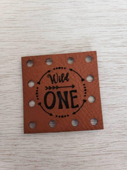 Wild One Wreath Arrow Faux Leather Patch!  Blanket Patches! Knit Hat Patch!  Crochet Beanie Patch!  Cup Cozy Patches! Baby Hat Patch! Ultrasuede Patches!