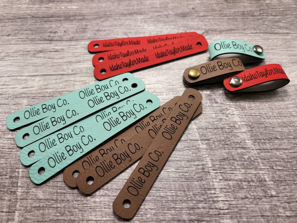 Crochet Beanie Tags! Faux Leather! Size  1/2" x 3.5"! Knit Hat Tag! Ear Warmer Label!  Head Wrap Tags! Personalize! Custom Order! Logos Welcome! Tags! Skinny tags!