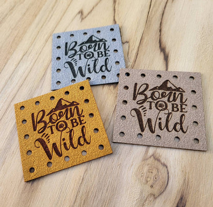 BORN to be WILD!  Faux Leather Patches! Ultrasuede Patches!  Crochet Beanie Patch! Knit Hat Patch! Cozy Patches! Baby Hat Patches! Boho!