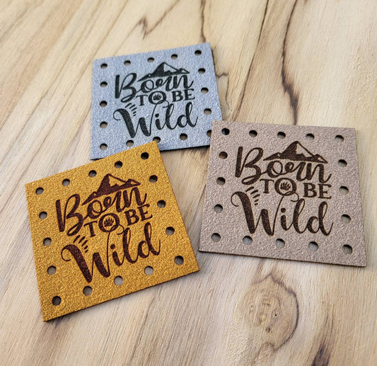 BORN to be WILD!  Faux Leather Patches! Ultrasuede Patches!  Crochet Beanie Patch! Knit Hat Patch! Cozy Patches! Baby Hat Patches! Boho!