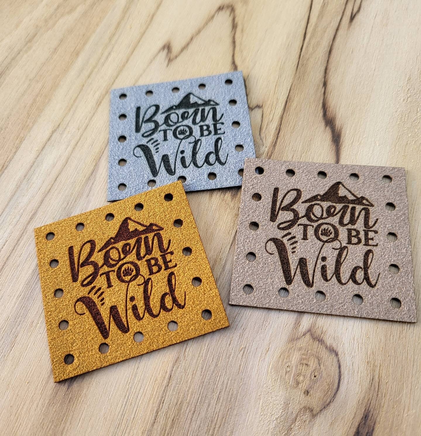 BORN to be WILD!  Faux Leather Patches! Ultrasuede Patches!  Crochet Beanie Patch! Knit Hat Patch! Cozy Patches! Baby Hat Patches! Boho!