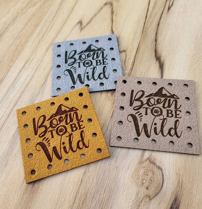 BORN to be WILD!  Faux Leather Patches! Ultrasuede Patches!  Crochet Beanie Patch! Knit Hat Patch! Cozy Patches! Baby Hat Patches! Boho!