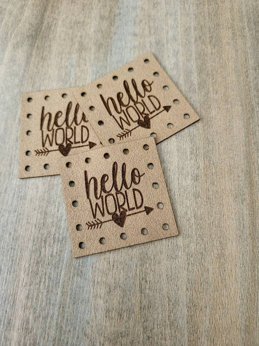 HELLO World! Faux Leather Patches!  Ultrasuede Patch! Crochet Beanie Patch! Knit Baby Hat Patches!  BABY! Boho! Heart Arrow!