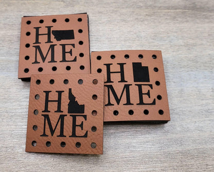 HOME with State! Faux Leather! Ultrasuede! Crochet! Knitting! Beanie Patch! Knit Hat Patches! Product tags! Choose Your State!